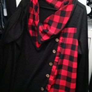 Red and black flannel sweater
